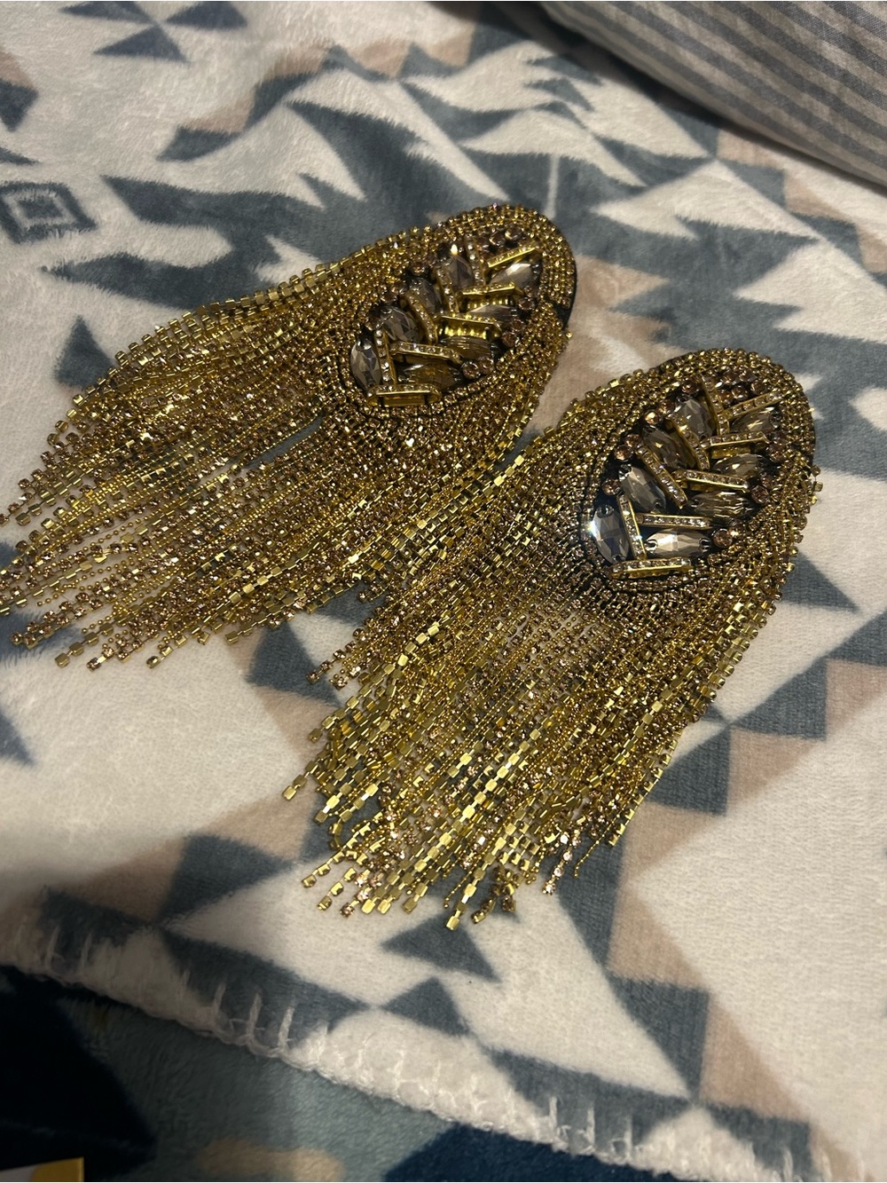 Gold Fringe Beaded Statement Epaulets Women shoulder Jewelry pins